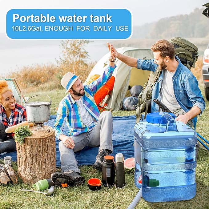 2 Pcs 2.6 Gallon Camping Water Container Portable Water Storage with Spigot Large Water Tank with Faucet Thick Water Dispenser Carrier for Vehicle Home Emergency Hiking Camping Outdoors