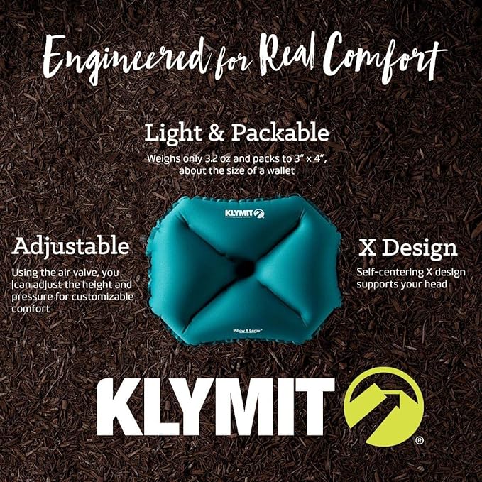 Klymit Luxe and Pillow X Travel Pillow Bundle - Inflatable Airplane, Backpacking and Camping Pillows