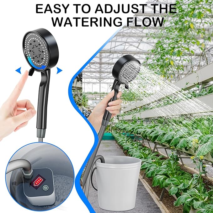SoulBay Portable Shower with Pump for Camping Outdoor, Electric Rechargeable 5200mAh Battery Camp Shower with Adjustable Showerhead and Long Hose for Camper Sailor Traveler Shower Tent