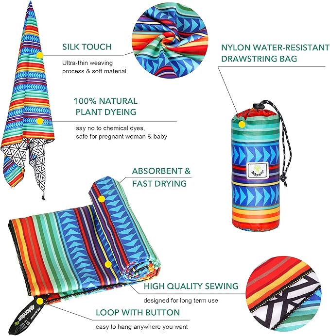 4Monster Microfiber Beach Towel Quick Dry,Super Absorbent Lightweight Travel Towel for Swimmers, Sand Free Camping Towel, Beach Towels for Pool, Swim, Water Sports,Yoga,Gym,Backpacking