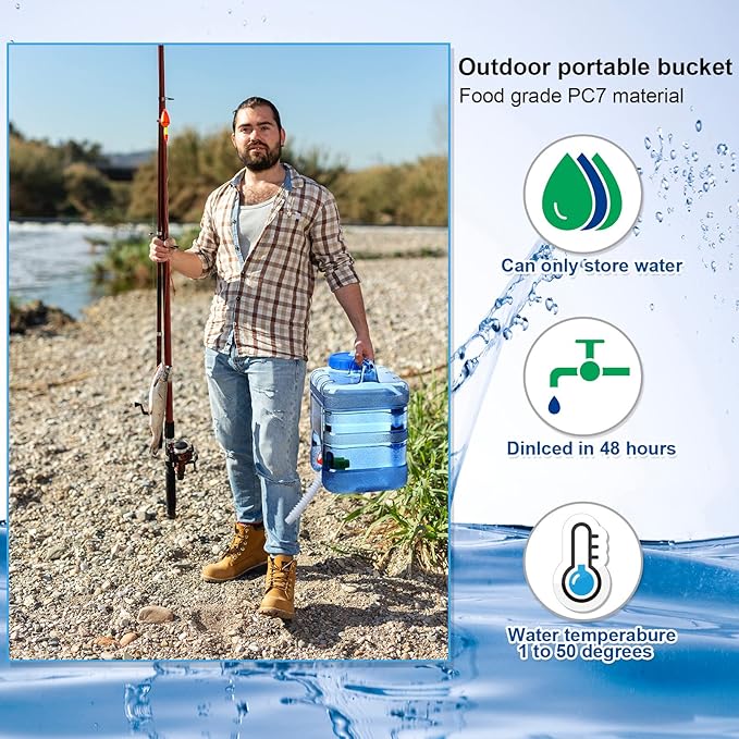 2 Pcs 2.6 Gallon Camping Water Container Portable Water Storage with Spigot Large Water Tank with Faucet Thick Water Dispenser Carrier for Vehicle Home Emergency Hiking Camping Outdoors