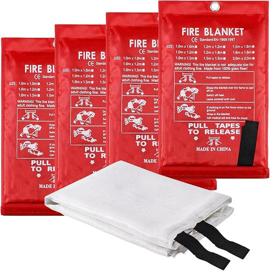 Fire Blanket, 4 Pack Fire Blanket Emergency for Home, Fiberglass Fire Blanket