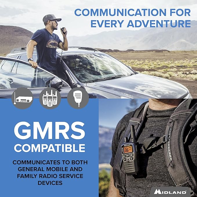 Midland – MXT275 MicroMobile® GMRS Radio – 15 watts Two-Way Radio with Integrated Control Microphone – Overland Caravanning Tractors – Detachable External Magnetic Mount Antenna - 8 Repeater Channels