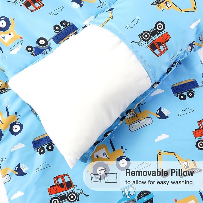 Bunnikins & Clover Toddler Nap Mat with Removable Pillow, Nap Mats for Preschool, Easy Clean Toddler Nap Pad for Kindergarten, Kids Sleeping Bag for Travel Camping