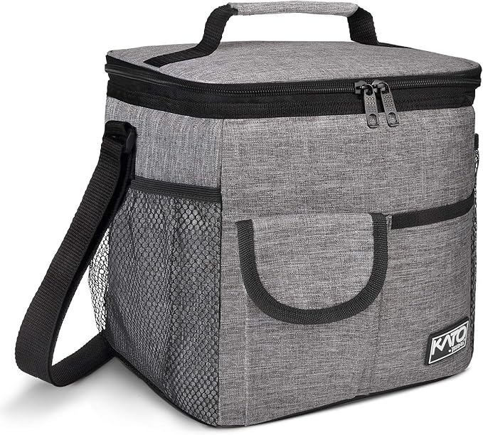 Tirrinia Large Insulated Lunch Bag for Women Men, 10L Leakproof Thermal Reusable Lunch Box for Adult, Tall Meal Prep Lunch Cooler Tote with 4 Pockets for Office Work