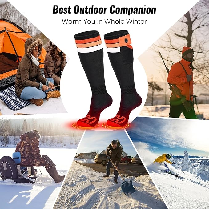 2024 Upgraded Heated Socks for Men Women,7.4V 22.2WH 6000mAh Rechargeable Battery,10H Heating & Full Sole Heating & 3 -Level Temperature Control for Fishing,Skiing, Riding,Camping,Hunting