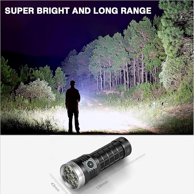 Rechargeable Flashlights High Lumens, Super Bright Flash Light, Led Flashlight with 5 Lighting Modes for Camping, Hiking, Dog Walking , Portable Tactical Flashlights for Camping Biking Hiking Outd