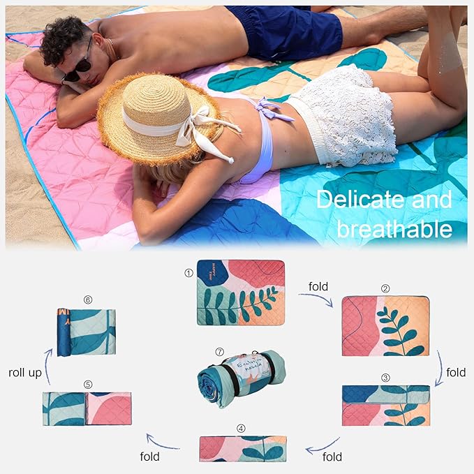 Exclusivo Mezcla Waterproof Picnic Blankets 3-Layer 60x80 Inches Large Sandproof Beach Blanket Foldable Outdoor Blanket for Camping on Grass Picnic Mat