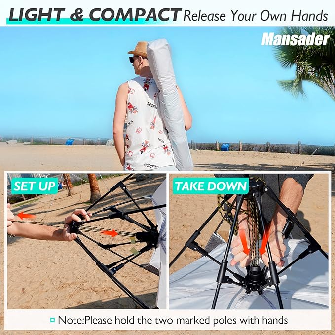 2-3 Person Large Instant Pop Up Beach Tent, UV Protection Portable Easy Setup Sun Shade Shelter, Extended Floor with 3 Ventilating Mesh Windows for Outdoor Camping Fishing (Green)