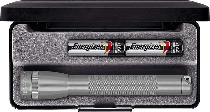 Maglite Mini Incandescent 2-Cell AA Flashlight in Presentation Box, Gray