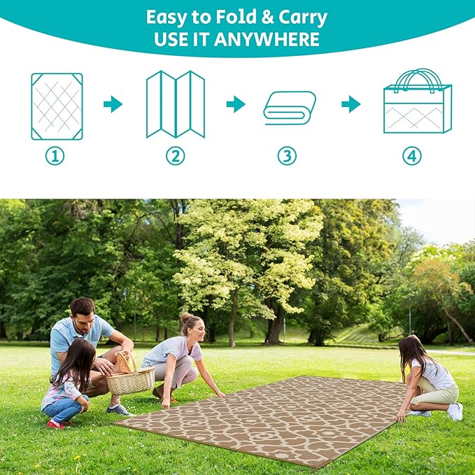 HEBE Outdoor Rug 5'x8' for Patios Waterproof Clearance Reversible Patio Mat Plastic Straw Rug RV Camping Mat Outside Area Rug Carpet for Camping RV,Porch,Deck,Balcony,Camper,Backyard
