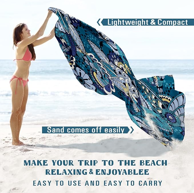 Beach Blanket Sandproof Waterproof 78''×81''1-5 Adults Oversized,Compact Lightweight Durable Beach Mat for Travel Camping Hiking Picnic Blanket