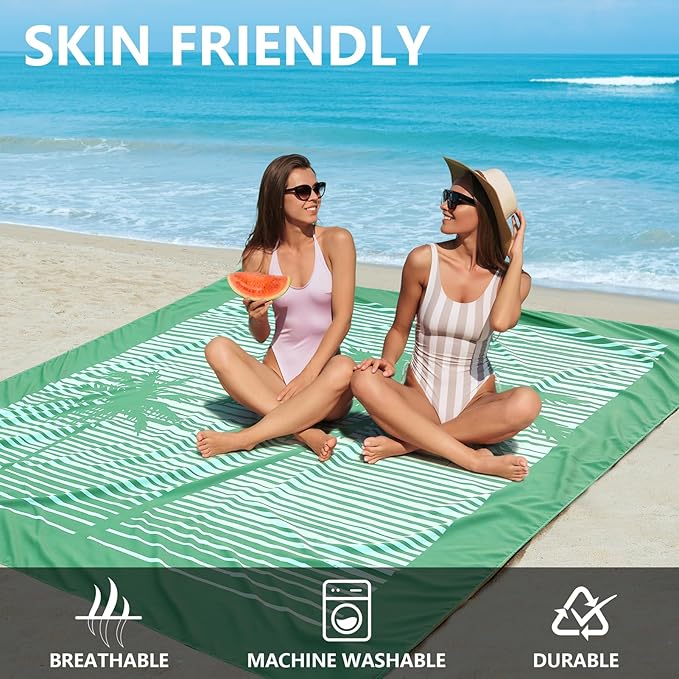 Beach Blanket Waterproof Sandproof Beach Mat 79βx 83β for 1-4 Adults Quick Drying Durable Outdoor Picnic Mat for Beach Festival Travel Camping Hiking (COCOTREE, 79"Γ83"(4 Person))