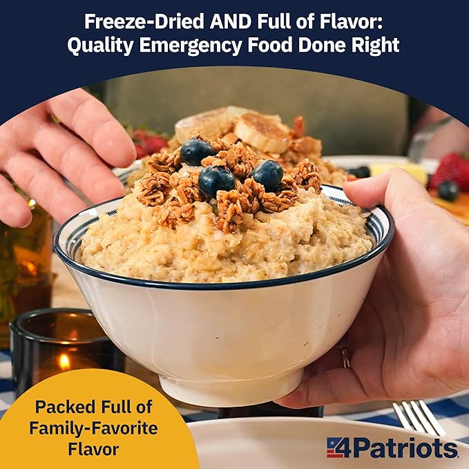 4Patriots: 1-Week Emergency Food Supply Survival Kit, Perfect for Camping, Freeze-Dried Preparedness Food, Designed to Last 25 Years, Be Ready with 42 Servings of Delicious Breakfast, Lunch, & Dinner