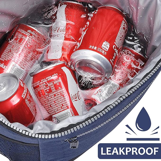 Tirrinia Large Insulated Lunch Box for Men/Women, Leakproof Thermal Lunch Bag for Office Picnic Work Beach Camping,Reusable Lunch Cooler Tote for Adult, Dark Blue