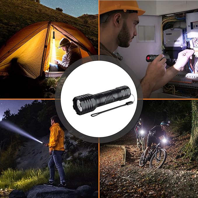 Roxicosly 2 Pack Rechargeable LED Flashlights, Small Handheld Flashlights for Home Emergencies, Powerful Flashlights with 2000mAh Built-in Battery, IP68 Waterproof