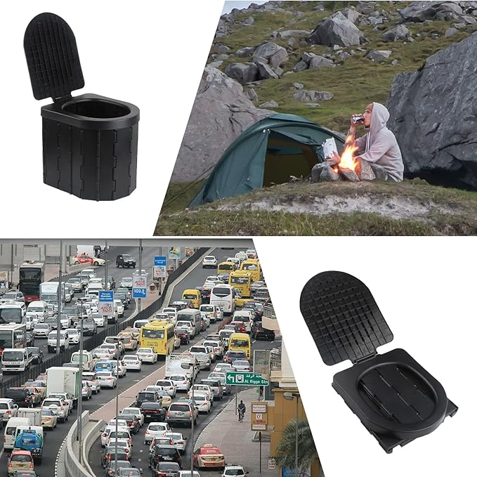 Portable Toilet for Camping with Lid, Portable Potty for Adults, Porta Potty Travel Toilet Commode Bucket Toilet for Camping, Car, Travel, Hiking, Outdoor, Backpack, Trips, Boat, Beach, Traffic Jam
