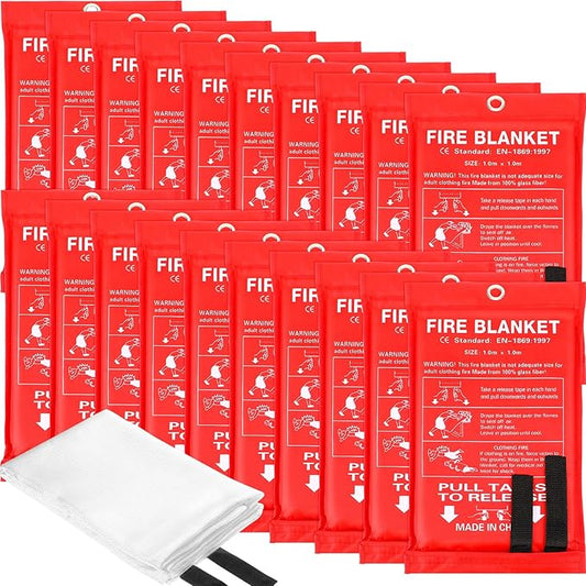 Macarrie 20 Pack 39” x 39” Fire Blanket Emergency Fire Blanket for Home and Kitchen Suppression Blanket Safety Fiberglass Fireproof Blanket Survival for Fireplace Car Office Camping (Red)