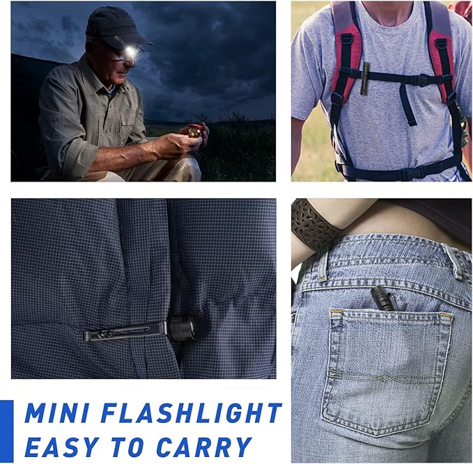Mini Led Flashlights High Lumens Outdoor Small Tactical Flashlight Glow in The Dark 3.55 Inch Handheld Pen Light Clip for Camping Emergency Inspection Repair Battery Powered
