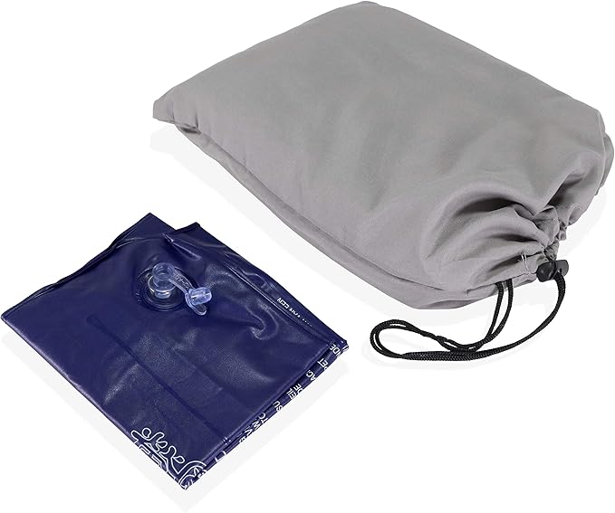 Sleeping Bag Liner, Blue Microfiber Adult Sleep Sack Travel Sheet with Zipper for Camping or Traveling Complete with a Carry Bag and Inflatable Pillow