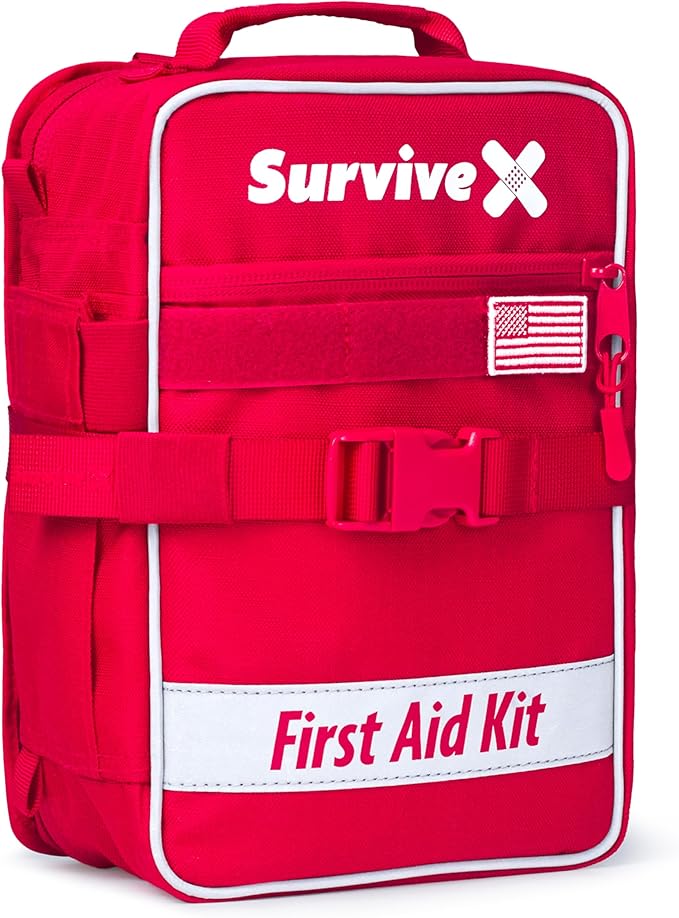 Large First Aid Kit for Car, Travel & Home - Emergency Kit for Hiking, Camping, Backpacking and Outdoors - Includes Zip Stitch Wound Closure Strips - FSA HSA Approved