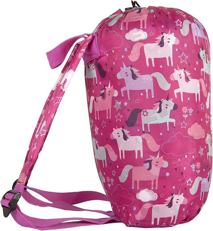 Kids 55" x 25" Unicorn 50 Degree Sleeping Bag with Backpack Stuff Sack, Pink