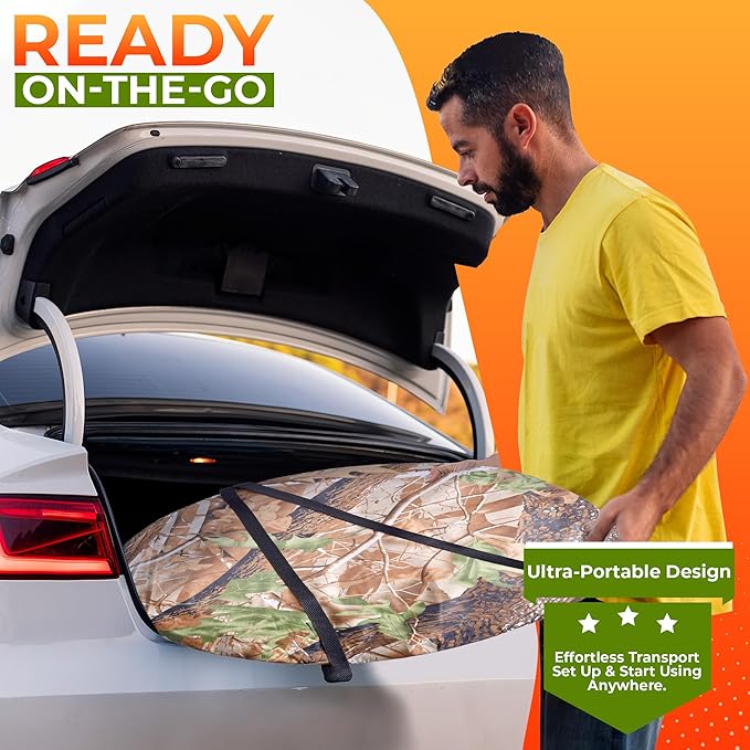 Portable Toilet for Camping with Lid + Pop-Up Privacy Tent, Adults + Kids, Folding Waterproof Porta Potty for Travel, Car, Hiking, Boat, Beach, Tent, Outdoor Trips + 12 Waste Bags