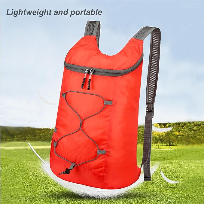 16L Hiking-Daypack Lightweight-Foldable Travel-Backpack Water-Resistant Camping Outdoor Packable Easy Carry-on Bag (Red)