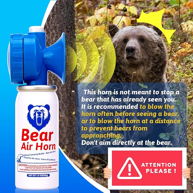 1.4oz Bear Horn,Self Defense, 123dB Loud Air Horn, Audible up to 1/2 Mile, Safety Air Horn for Wild Animals, Bear Alarm for Hiking and Outdoor Protection