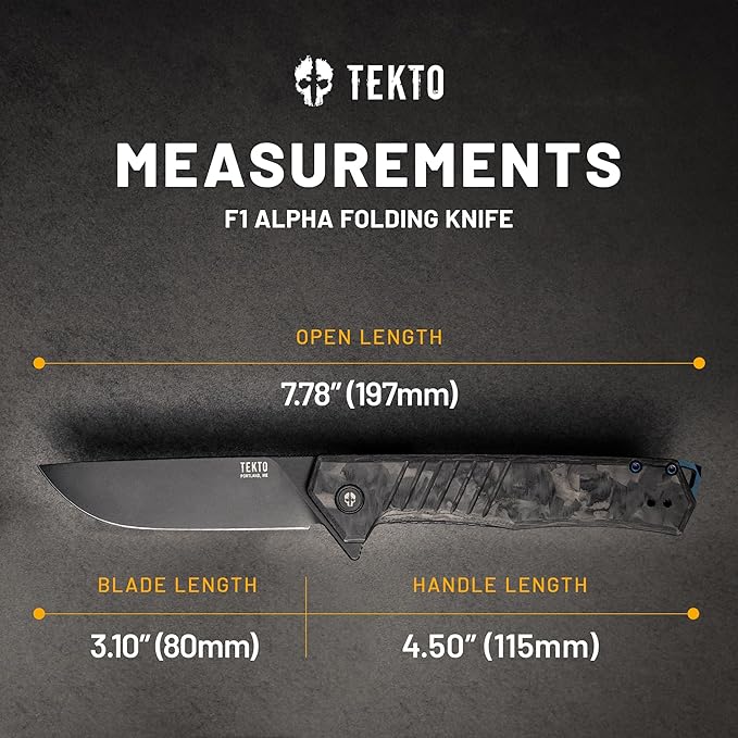 F1 Alpha Folding Pocket Knife - Modified Straight Back Blade, Titanium Coated D2 Steel, Ideal for Outdoor Camping & Backpacking,Tactical Forged Carbon Fiber Handle, Blue Titanium Accents