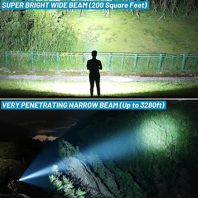 Rechargeable Flash Light Flashlights High Lumens, 990000 Lumens Super Bright LED Tactical Flashlight, 5 Modes IPX6 Waterproof, Powerful Handheld Flashlights for Camping Emergency Outdoor