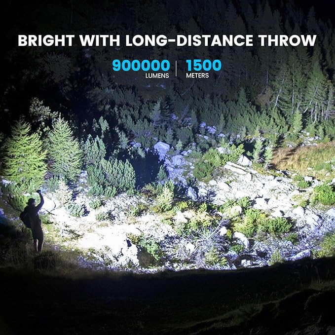 Flashlights High Lumens Rechargeable - 900,000 Lumen High Power Flashlight, 5 Modes with Long Runtime, IPX6 Waterproof, High Powered Flash Light for Camping, Outdoors