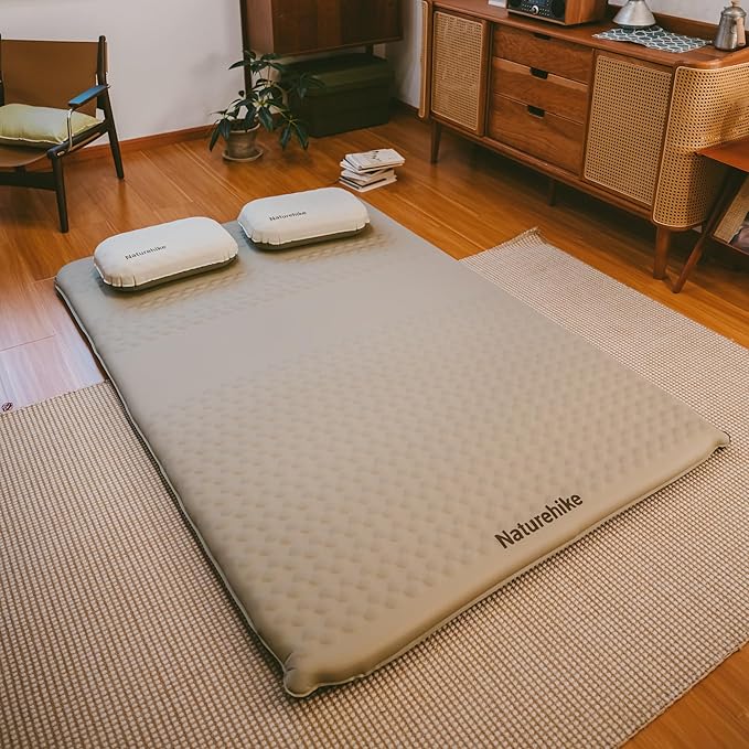 Naturehike 2.56’’ Thick Self-Inflating Sleeping Pad with Lighter Foam, Inflatable Queen Size Mattress for Camping, Outdoors, Car, Home, ISPO Award Winning Processes