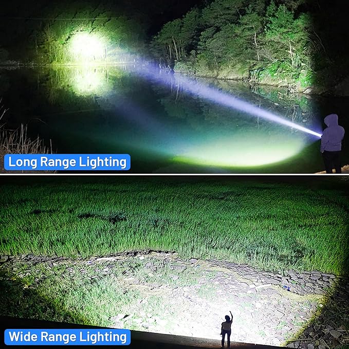 Rechargeable 900,000 High Lumens Flashlights, Super Bright LED Flash Light as Powerbank with 5 Light Modes & IPX6 Waterproof, 5000mAh,12 Hours Long Life for Home, Camping, Outdoor