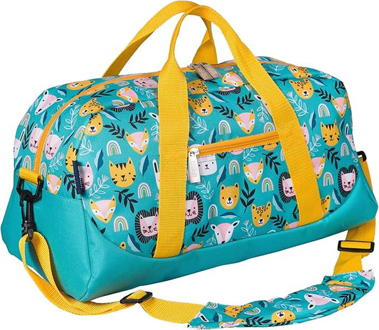 Wildkin Kids Overnighter Duffel Bag – Carry-On Size, Ideal for School & Sleepovers – Party Animals