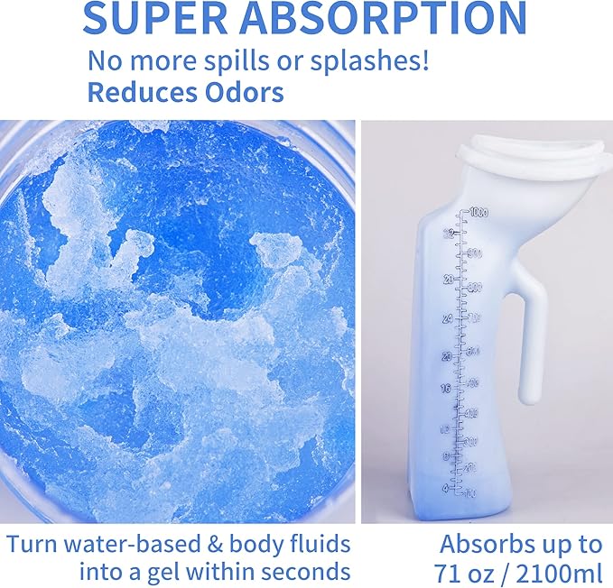 Self-Dissolving Pods Urine Packs Turn to Disposable Gel 20 Pack Portable Toilet Absorbent Gel, Urine Absorber Chemicals Degradable