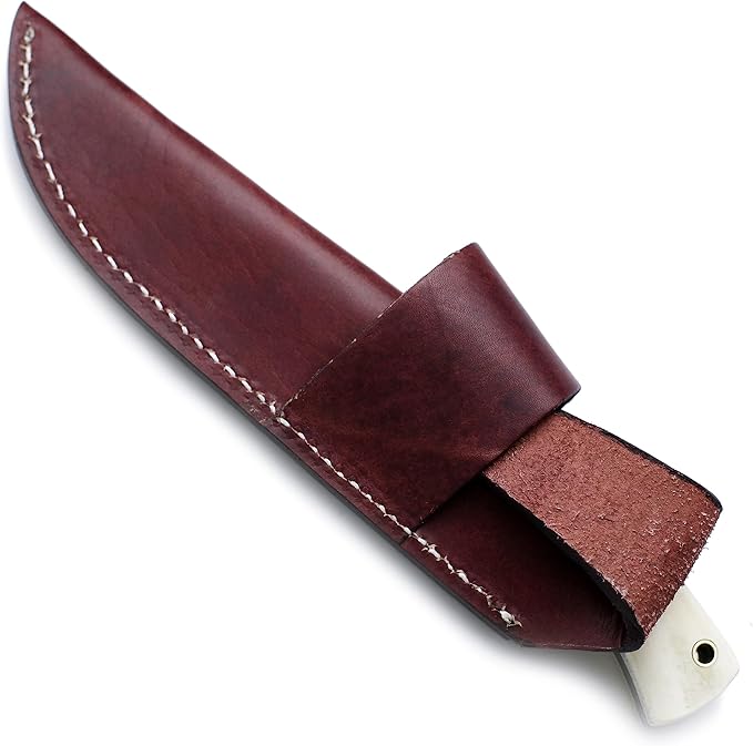 Handmade Damascus Steel Knife Bowie for Hunting,Survival,Camping,Bushcraft,and Fishing- Fixed Blade Dagger with Drop point Full Tang Micarta Handle, Leather Sheath - WKD-803
