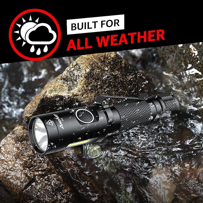 A5 Flashlight,EDC Flashlight with Magnet, 2Pack Mini Tactical Flashlight,Dual Fuel Max 700 High Lumens,6 Modes,Cob worklight for Camping, Emergency(Not Included Battery) Gift