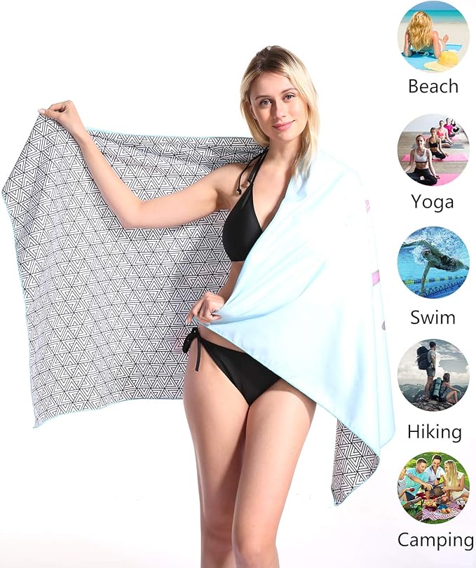 Alpaca Cactus Oversized Microfiber Pool Sandproof Camping Towel - 72"x36" Quick Fast Dry Sand Free Proof Extra Large Big Outdoor Travel Rack Swim Micro Fiber Blanket Yoga Mat Personalized Women Men