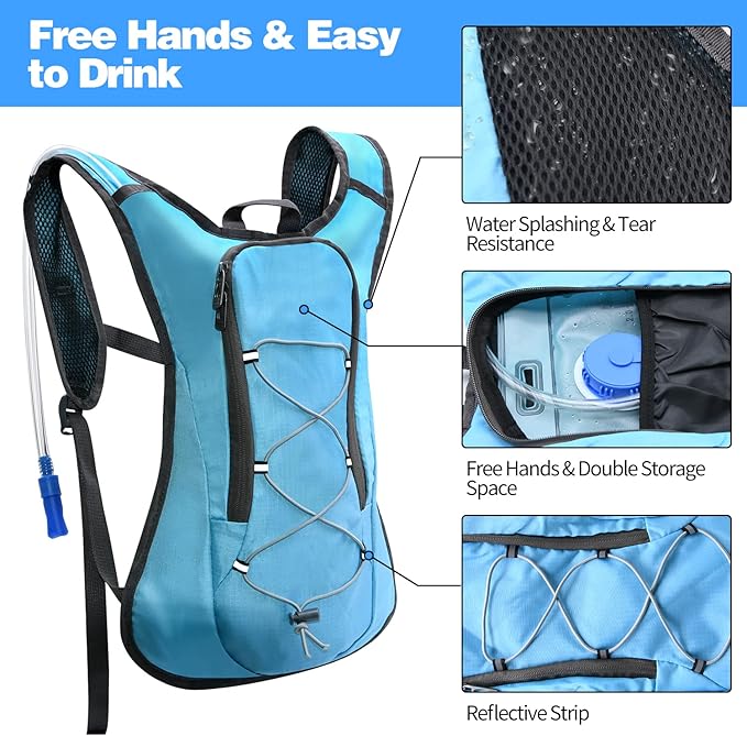 1.5/2/2.5/3L Hydration Bladder, 2pcs Water Bladder, Leakproof Water Reservoir for Hiking Biking Climbing Cycling Running Camping Backpack, Blue and Army Green