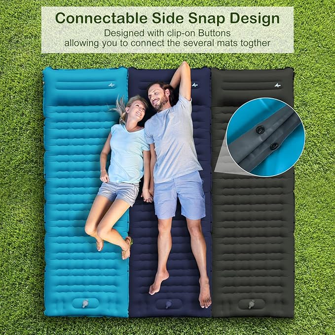 Sleeping Pad for Camping, Thick 4.7 Inch Ultralight Inflatable Sleeping Mat with Built-in Pump,Portable Air Mattress with Pillow for Camping, Backpacking, Hiking,Tent,Dark Blue