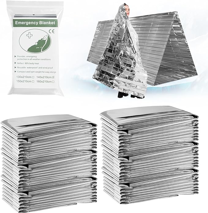 Kovshuiwe Emergency Mylar Thermal Blankets,4/10/30-Pack Space Blanket Survival kit Camping Blanket,Thermal Blankets Survival,Emergency Blankets Perfect for Outdoors,Hiking,Survival,Bug Out Bag