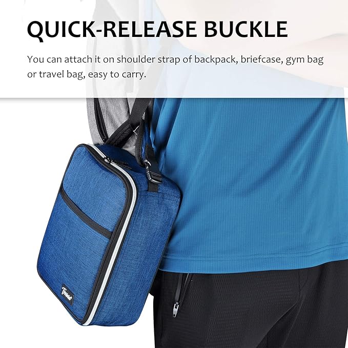 Tirrina Insulated Lunch Box for Men Women, Portable Thermal Small Lunch Bag for Office Work Picnic, Reusable Compact Lunchbox Cooler Tote for Adults,Dark Blue