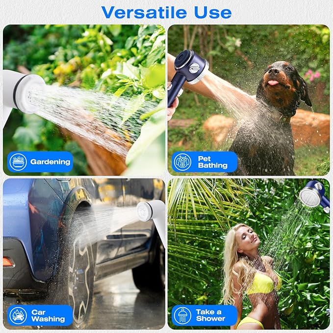 Portable Shower for Camping, 6000mAh Rechargeable Electric Camping Shower Pump with Intelligent Digital Display Multiple Spray Modes, Perfect for Outdoor Hiking Travel Car Washing Pet Bath