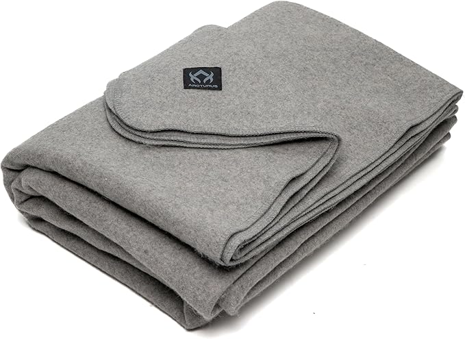 Arcturus Military Wool Blanket - Warm, Thick, Washable - Great for Outdoors, Camping, Stadium Blanket, Picnics, Travel - Car & Bushcraft Survival Kits, Large 64in x 88in 4.5 lb