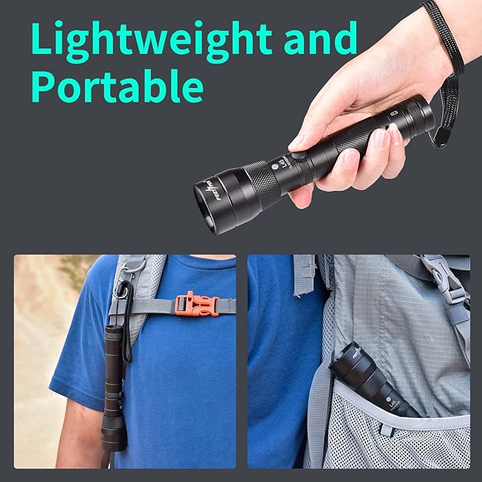 L45 Rechargeable Tactical Flashlights 2000 High Lumens, Super Bright Zoomable Flashlight, Waterproof IPX6 4 Modes Long Working Time, Emergency Flash Light, Camping Hiking Outdoor Survival