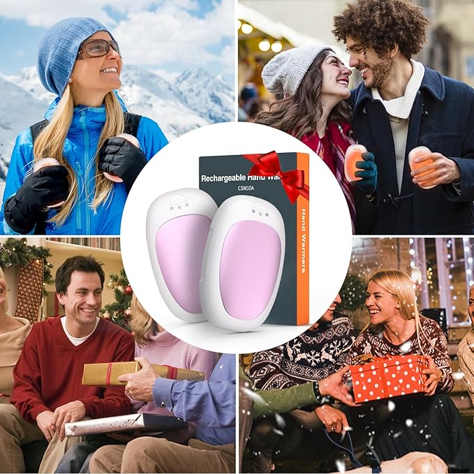 Hand Warmers Rechargeable 2 Pack, Electric Hand Warmer Reusable 4000mAh USB Portable Pocket Warmer, 10 Hrs Lasting Hand Heater for Camping Hiking Hunting Golf Ideal Warm Gift for Women Men