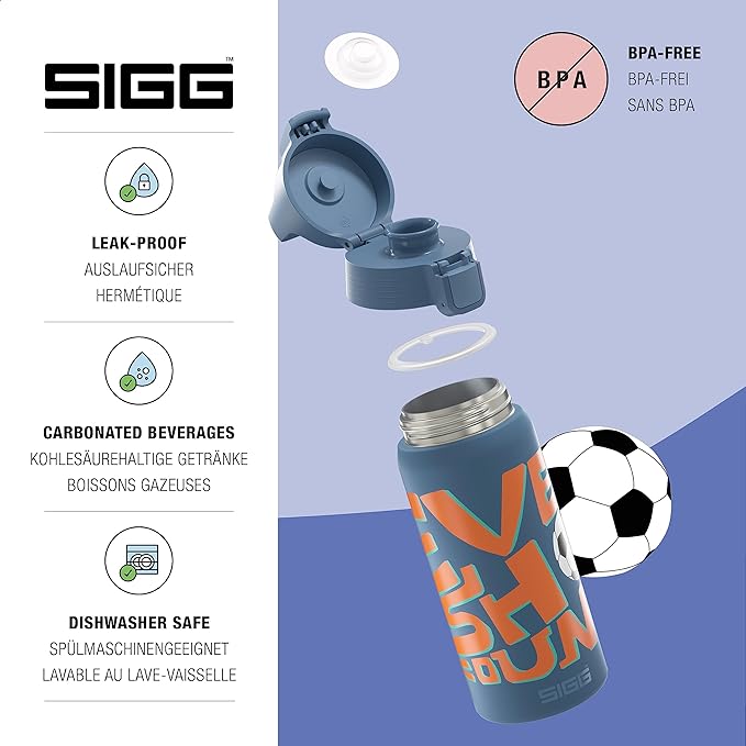 SIGG - Insulated Kids Bottle - Shield One Therm - For Carbonated Beverages - Dishwasher Safe - Stainless Steel - 17 Oz