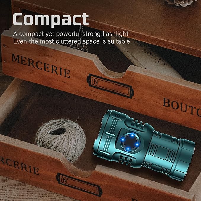FZH 3000 Lumens Rechargeable Small Flashlight, Mini Tactical LED Flash Light Super Bright Pocket EDC Torch 7 Modes USB C for Home Outdoors, Emergency, Work