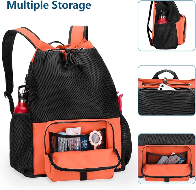 Fasrom Mesh Beach Bag Backpack with Zipper Bottom, Sport Gym Backpack for Swimming, Beach, Pool and Travel(Patent Design)